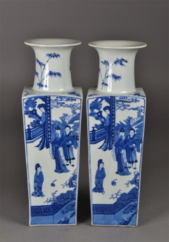 Pair Chinese Large Figural B & W