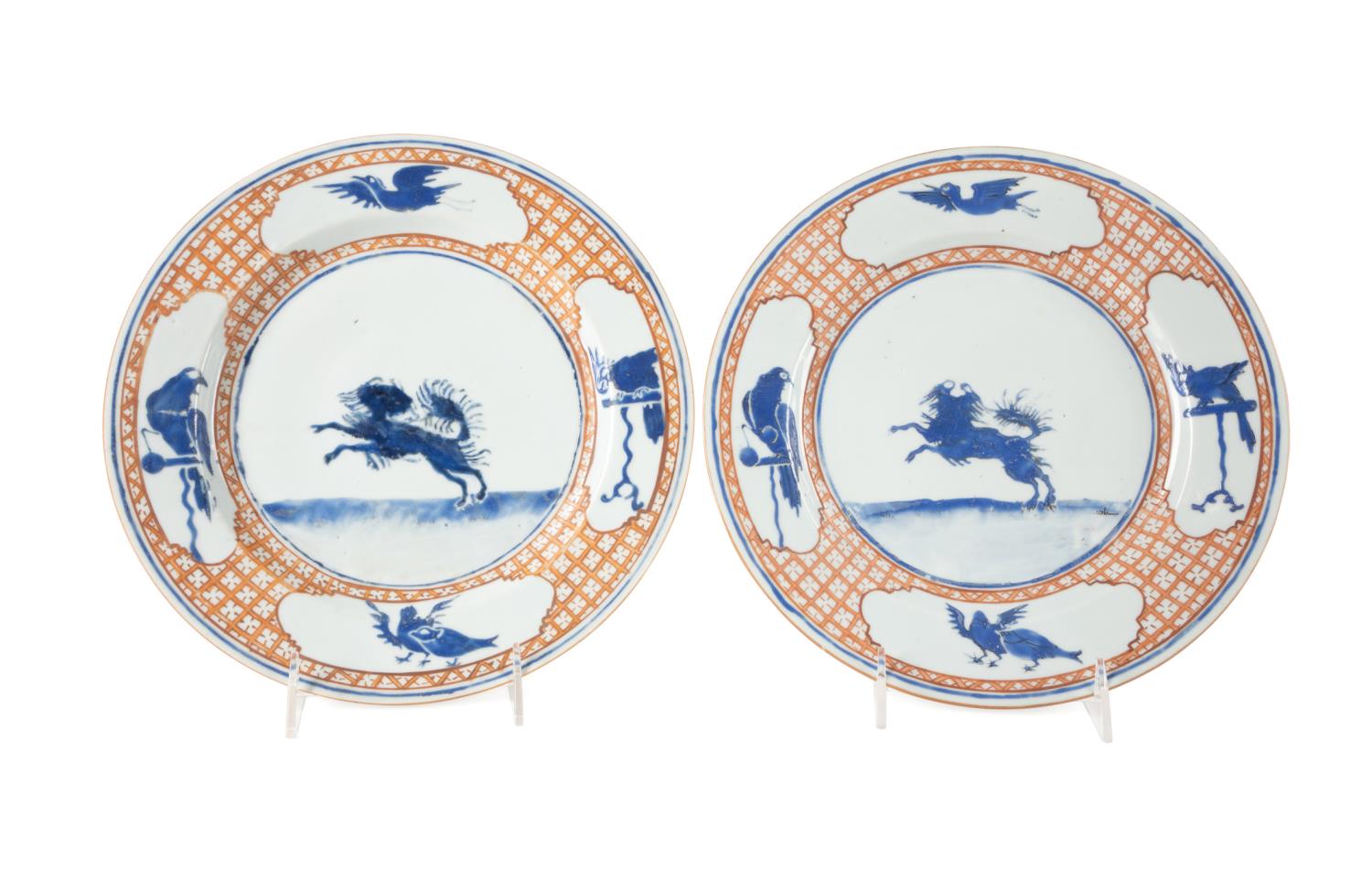 PAIR CHINESE 'LEAPING PEKINESE'