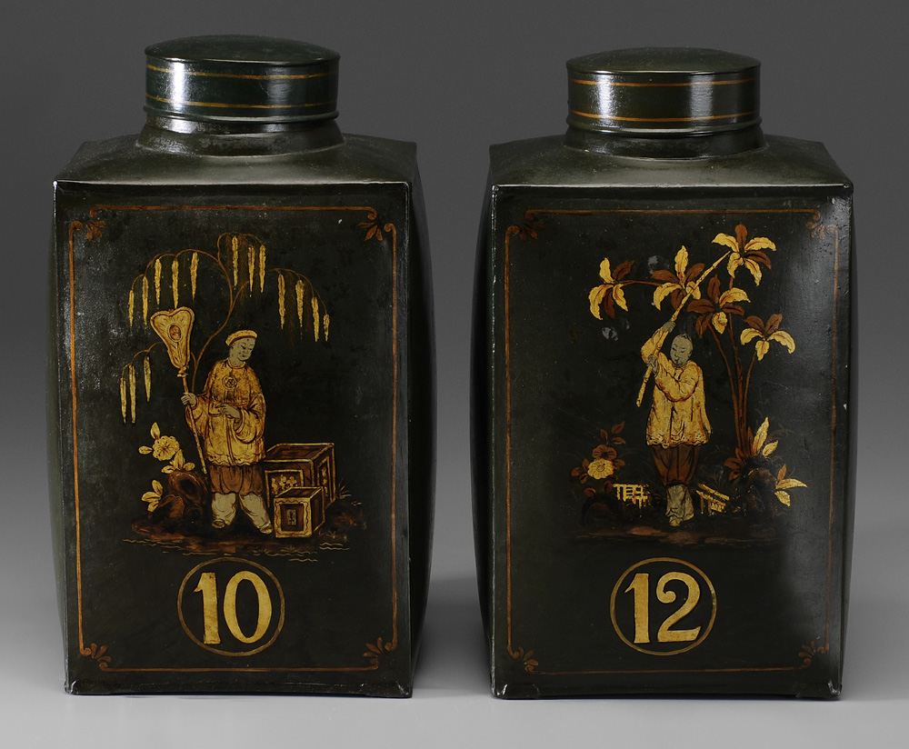 Pair Chinese Lidded Tea