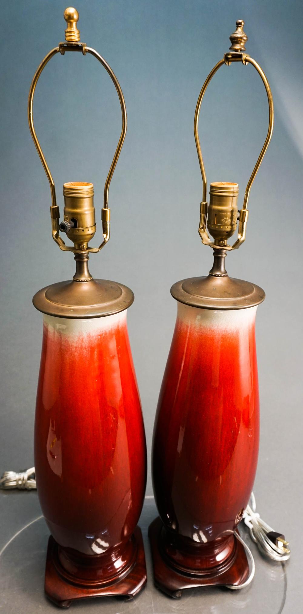 PAIR CHINESE LIVER RED FLAMBE