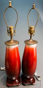PAIR CHINESE LIVER RED FLAMBE