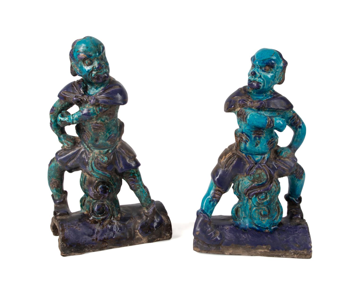 PAIR CHINESE MING STYLE SANCAI