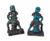PAIR CHINESE MING STYLE SANCAI