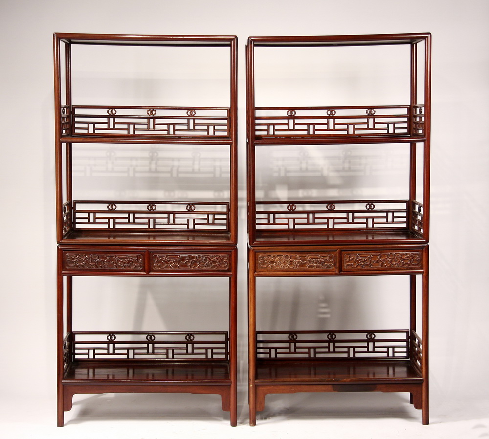 PAIR CHINESE OPEN DISPLAY STANDS