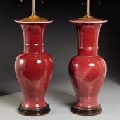 PAIR CHINESE OXBLOOD PHOENIX-T