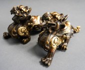 PAIR CHINESE PARCEL GILT BRONZ
