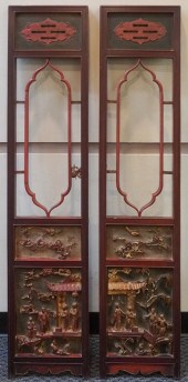 PAIR CHINESE PARTIAL GILT RELI