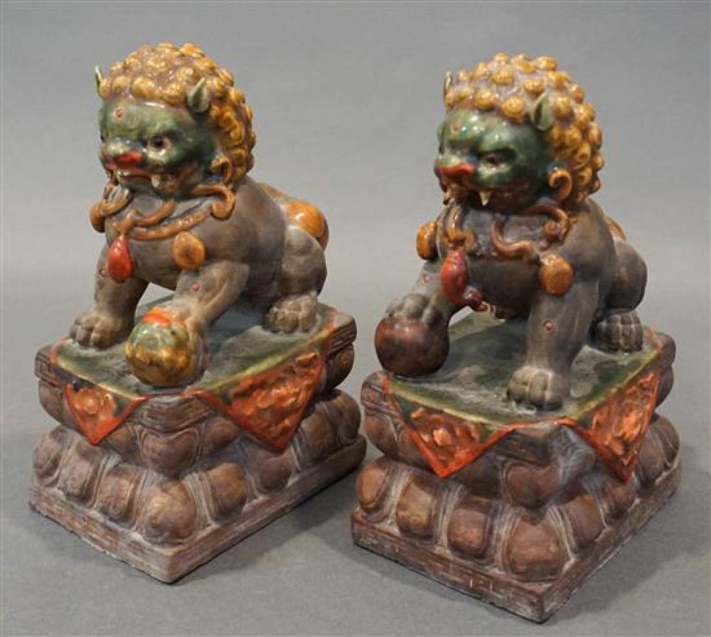 PAIR CHINESE PARTIAL GLAZED CERAMIC