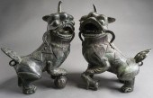 PAIR CHINESE PATINATED BRONZE