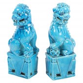 PAIR CHINESE PEKING BLUE GLAZE