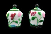 PAIR CHINESE PEKING GLASS COVE