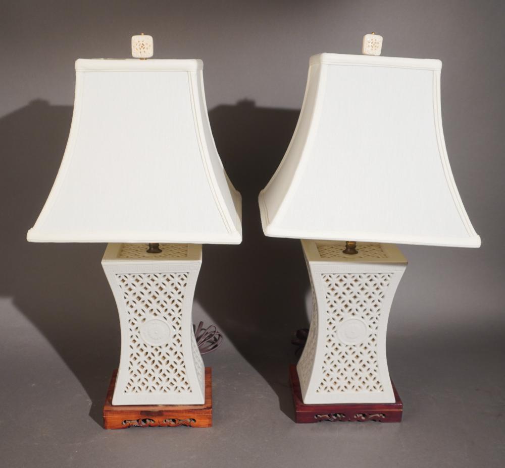 PAIR CHINESE PIERCED BLANC DE CHINE