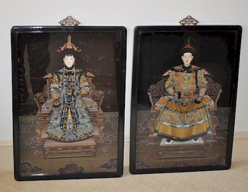 PAIR CHINESE REVERSE PAINTED