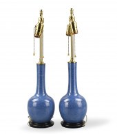 PAIR CHINESE ROBIN EGG GLAZE V