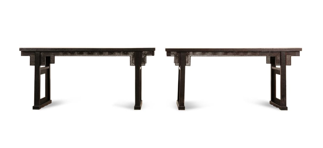 PAIR CHINESE ROSEWOOD RECESSED