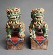 PAIR CHINESE SANCAI GLAZE FOO