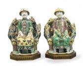 PAIR CHINESE SANCAI GLAZED EMP
