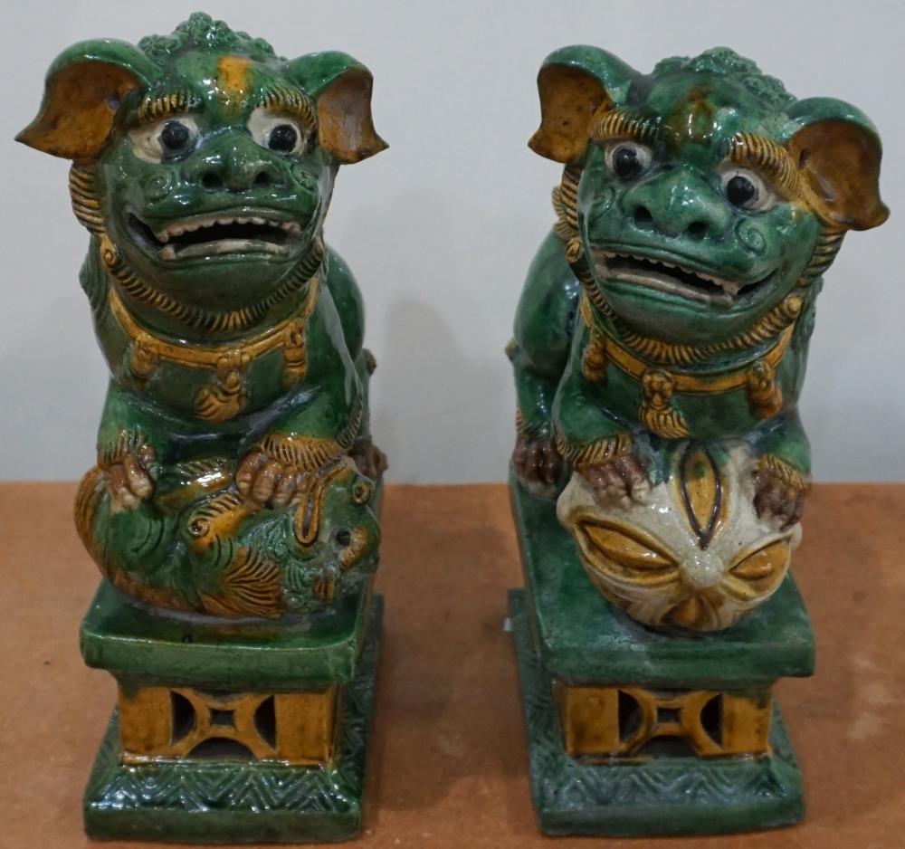 PAIR CHINESE SANCAI GLAZED FOO