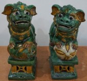 PAIR CHINESE SANCAI GLAZED FOO