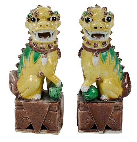PAIR CHINESE SANCAI GLAZED FOO