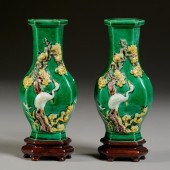PAIR CHINESE SANCAI VASES, EX