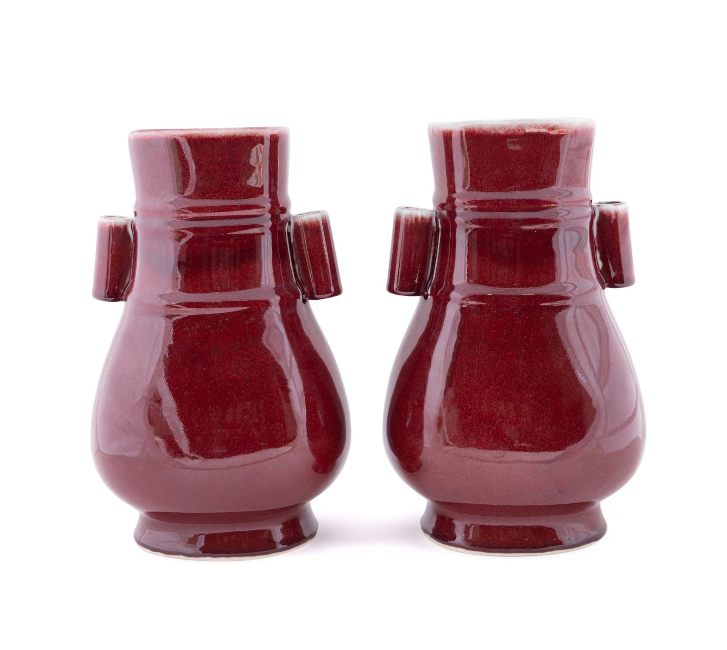 PAIR CHINESE SANG DE BOEUF HU VASES