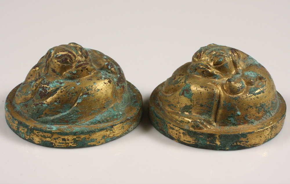 PAIR CHINESE SCROLL WEIGHTS -