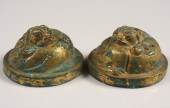 PAIR CHINESE SCROLL WEIGHTS -