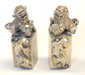 PAIR CHINESE SILVER SEAL/STAMP