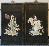 PAIR CHINESE SOAPSTONE MOUNTED