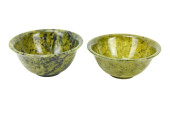 PAIR CHINESE SPINACH JADE BOWL