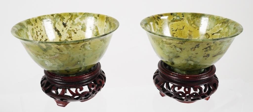 PAIR CHINESE "SPINACH JADE"