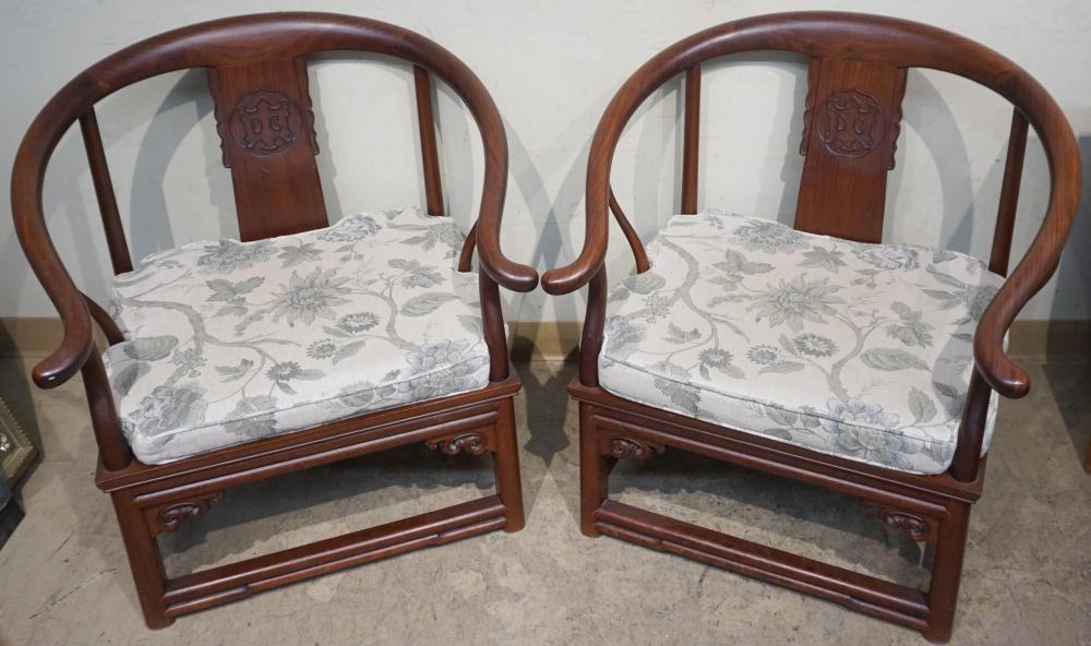 PAIR CHINESE TEAK HORSESHOE YOKE