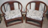 PAIR CHINESE TEAK HORSESHOE YO
