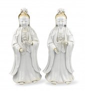 PAIR CHINESE WHITE GLAZED GUAN