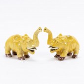 PAIR, CHINESE YELLOW & AUBERGI