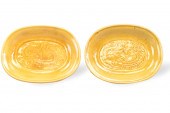 PAIR CHINESE YELLOW GLAZED OVA