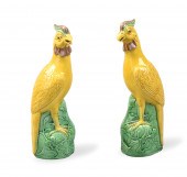PAIR CHINESE YELLOW GLAZED PHO