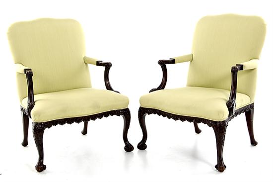 Pair Chippendale style carved
