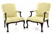 Pair Chippendale style carved