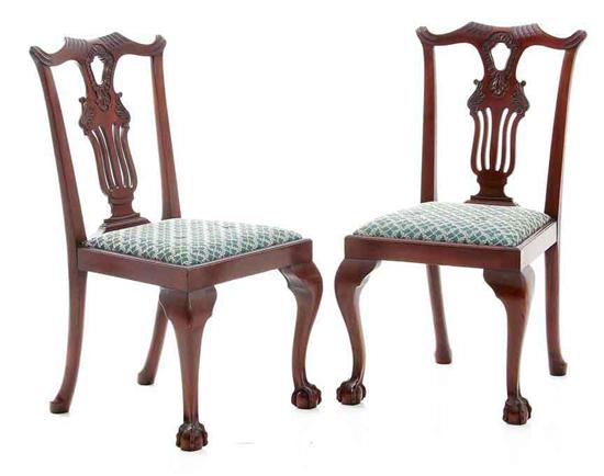 Pair Chippendale style carved