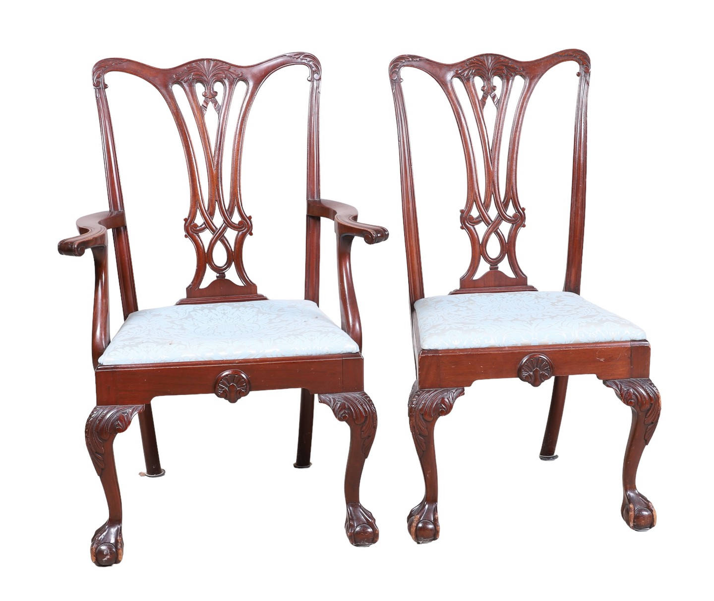 Pair Chippendale style carved