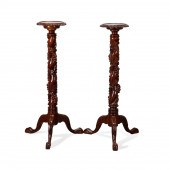 PAIR CHIPPENDALE STYLE CARVED
