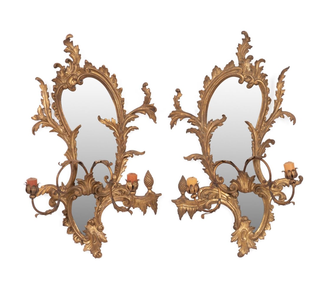 PAIR CHIPPENDALE STYLE GILTWOOD