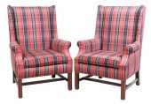 Pair Chippendale style upholst