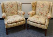 PAIR CHIPPENDALE STYLE UPHOLST