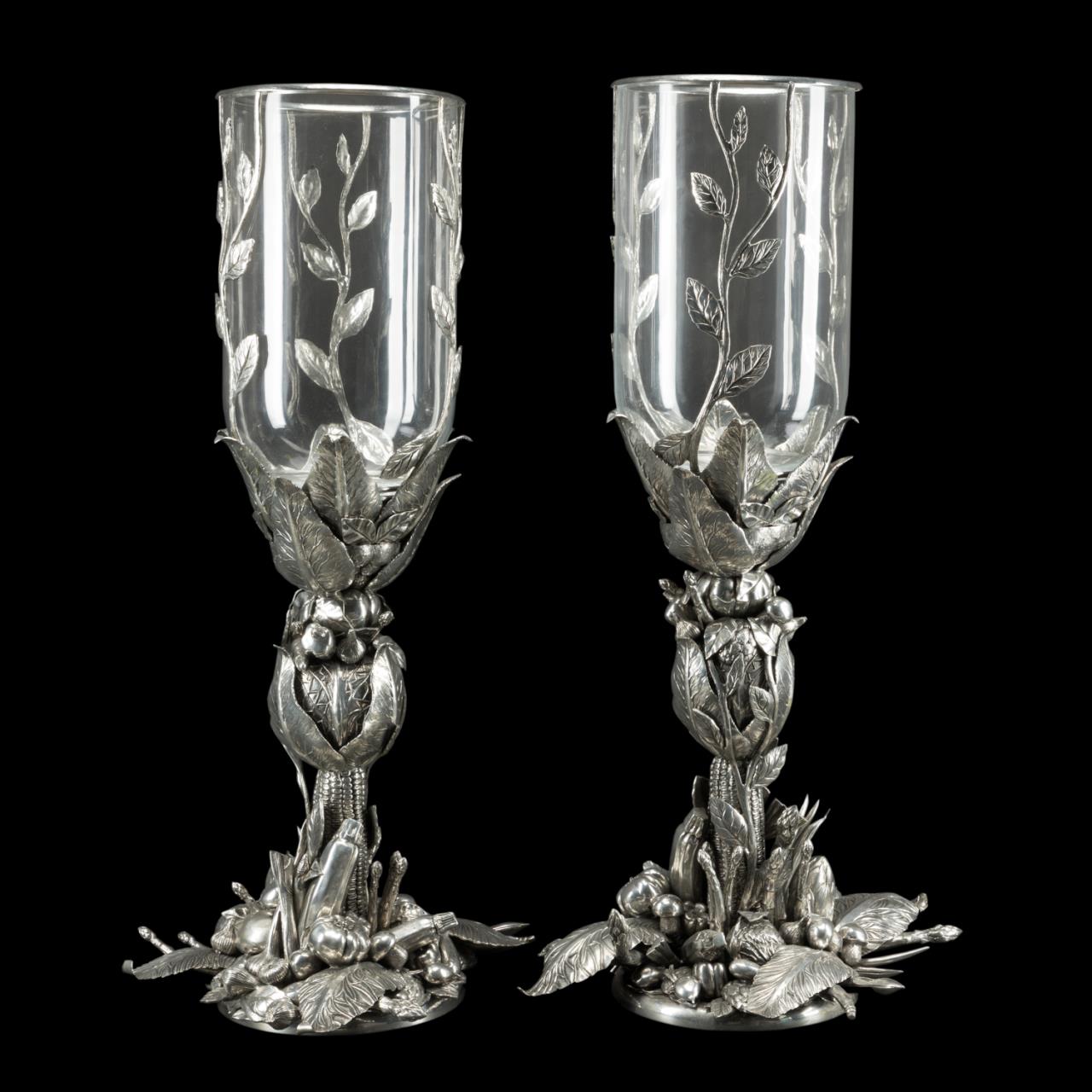 PAIR CIPOLLA FIGURAL PEWTER