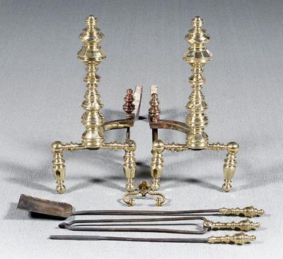 Pair Classical brass andirons: