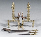 Pair Classical brass andirons: