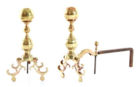 Pair Classical brass andirons